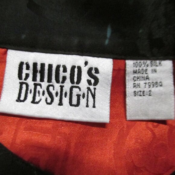 CHICOS Womens L Button Front Silk Top Japanese Geisha Girl Print Size L/12 - Picture 10 of 10